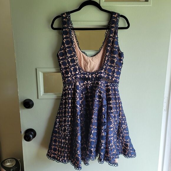 New Sau Lee navy lace fit & flare dress size 8 - Picture 4 of 8